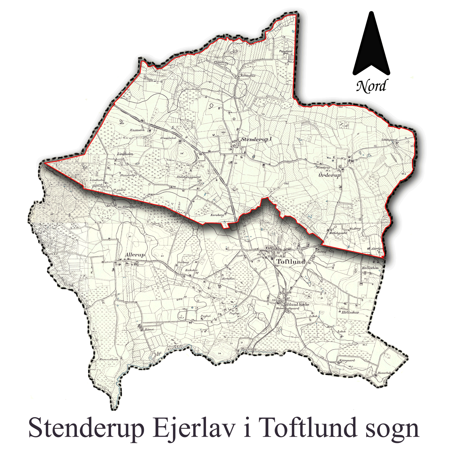 Toftlund sogn - Stenderup ejerlav - matrikelkort